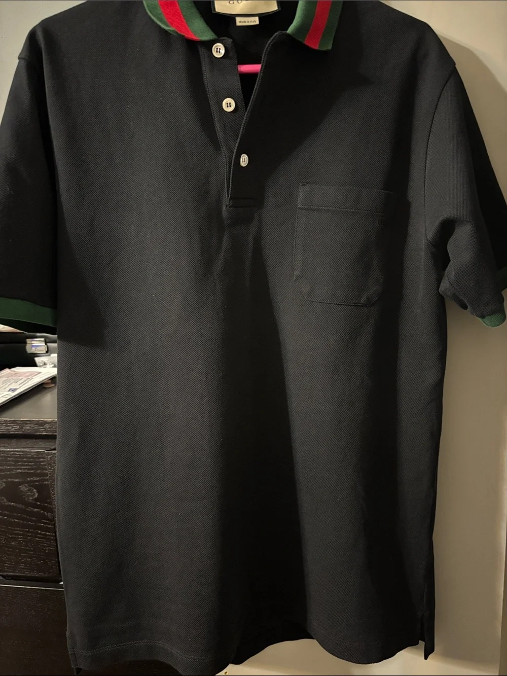 Gucci Black Polo with Green & Red Trim